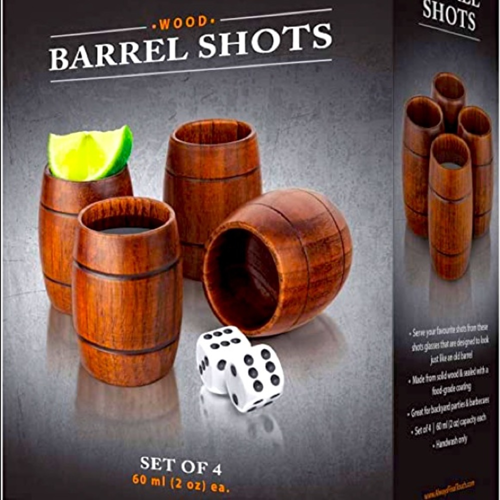 Final Touch Wood Barrel Shots, Set of 4
